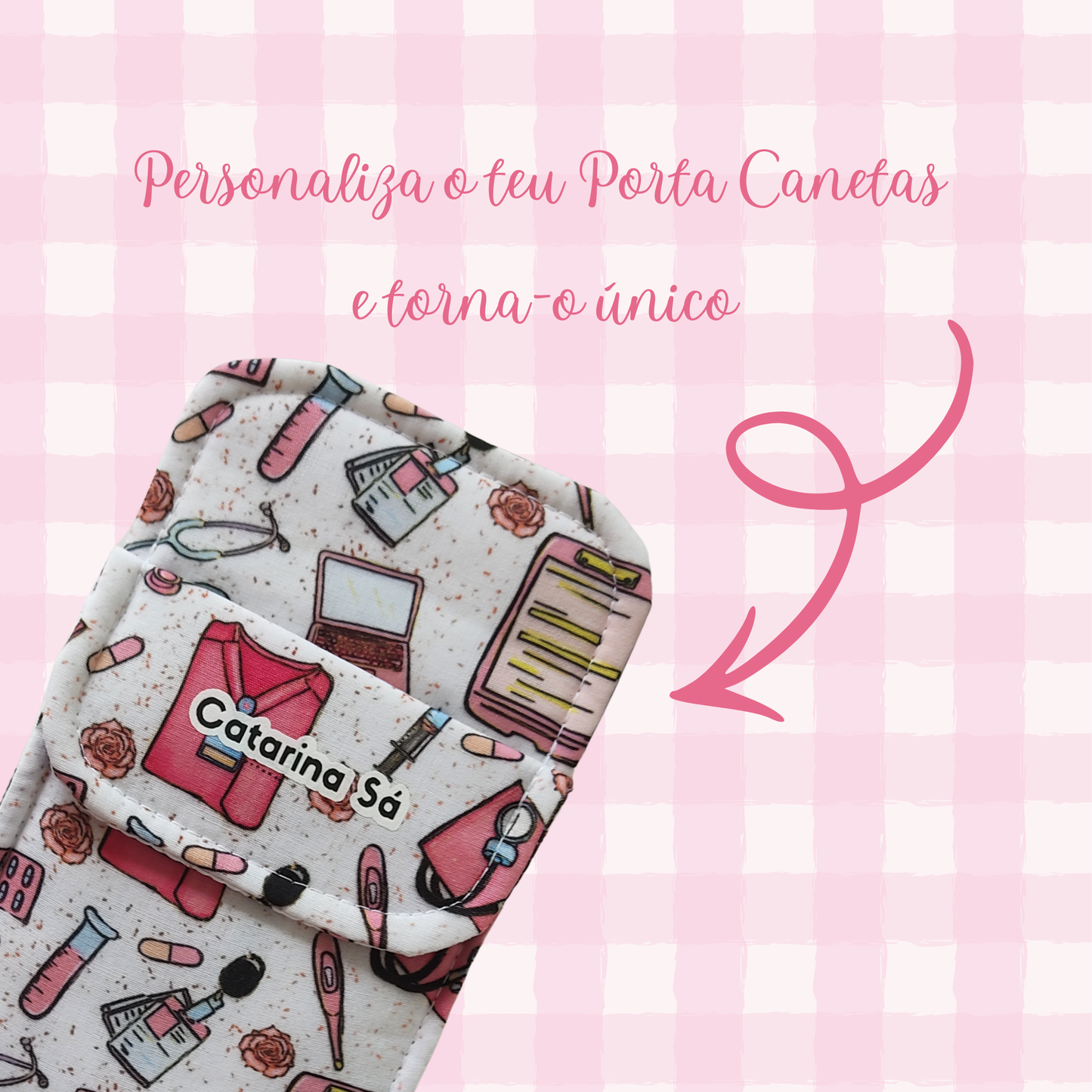 Enfermagem Rosa Porta Canetas
