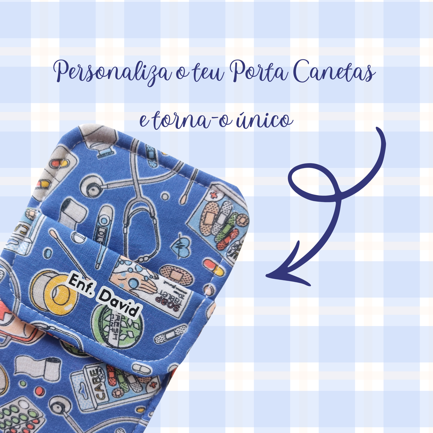 Enfermagem Azul Porta Canetas